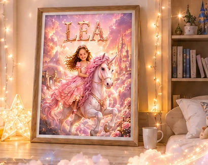 Un portrait personnalisé encadré dans une chambre d’enfant